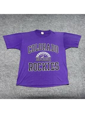 Vintage 1991 Colorado Rockies T-Shirt XL Major League Baseball RARE MENS PURPLE